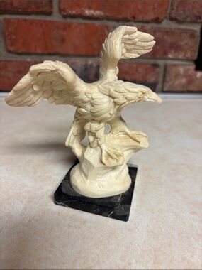 Vintage Alabaster Flying Eagle Sculpture Signed By A. Santini